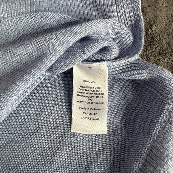 Eileen Fisher Cardigan Sweater 100% Linen Small Button Down Lt. Blue Coastal - Picture 7 of 9